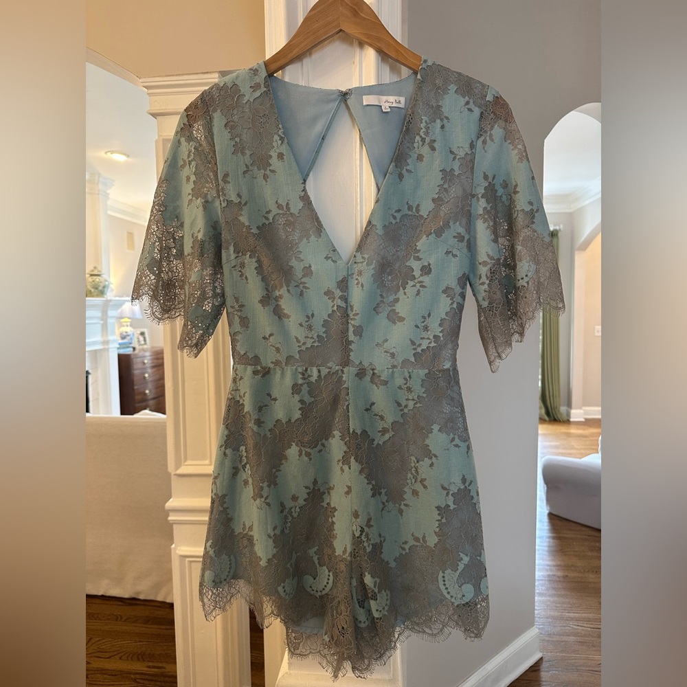 Blue and Grey Lace Romper